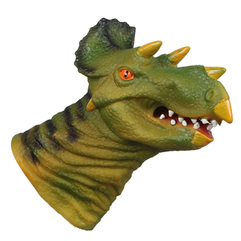 Green Triceratops Head Action Figure Hand Puppet Toy Gift