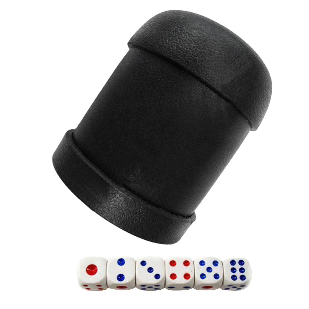 1pc Black Plastic Dice Cup with 6pcs Dice