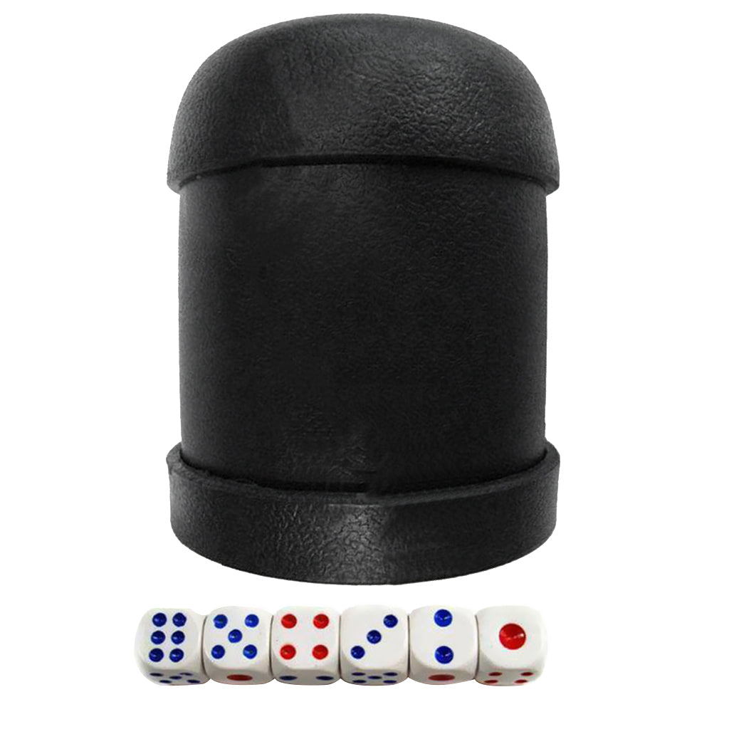 1pc Black Plastic Dice Cup with 6pcs Dice