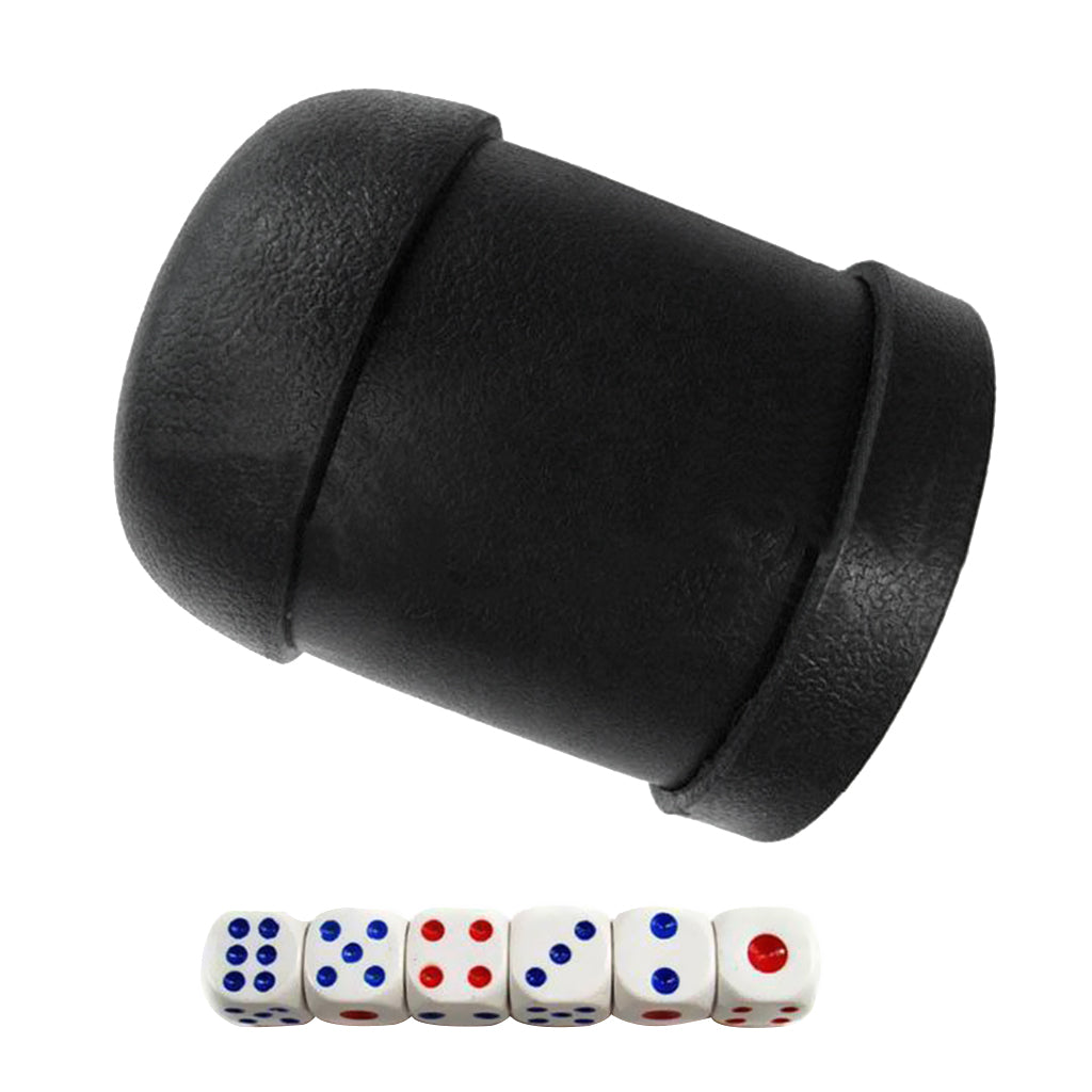 1pc Black Plastic Dice Cup with 6pcs Dice