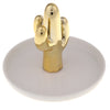 Ceramic Ring Holder Dish Jewelry Organizer Tray White Dish Gold Cactus