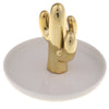 Ceramic Ring Holder Dish Jewelry Organizer Tray White Dish Gold Cactus