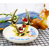 Ceramic Ring Holder Dish Jewelry Organizer Tray White Dish Gold Elk