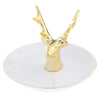 Ceramic Ring Holder Dish Jewelry Organizer Tray White Dish Gold Elk