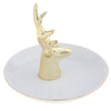 Ceramic Ring Holder Dish Jewelry Organizer Tray White Dish Gold Elk