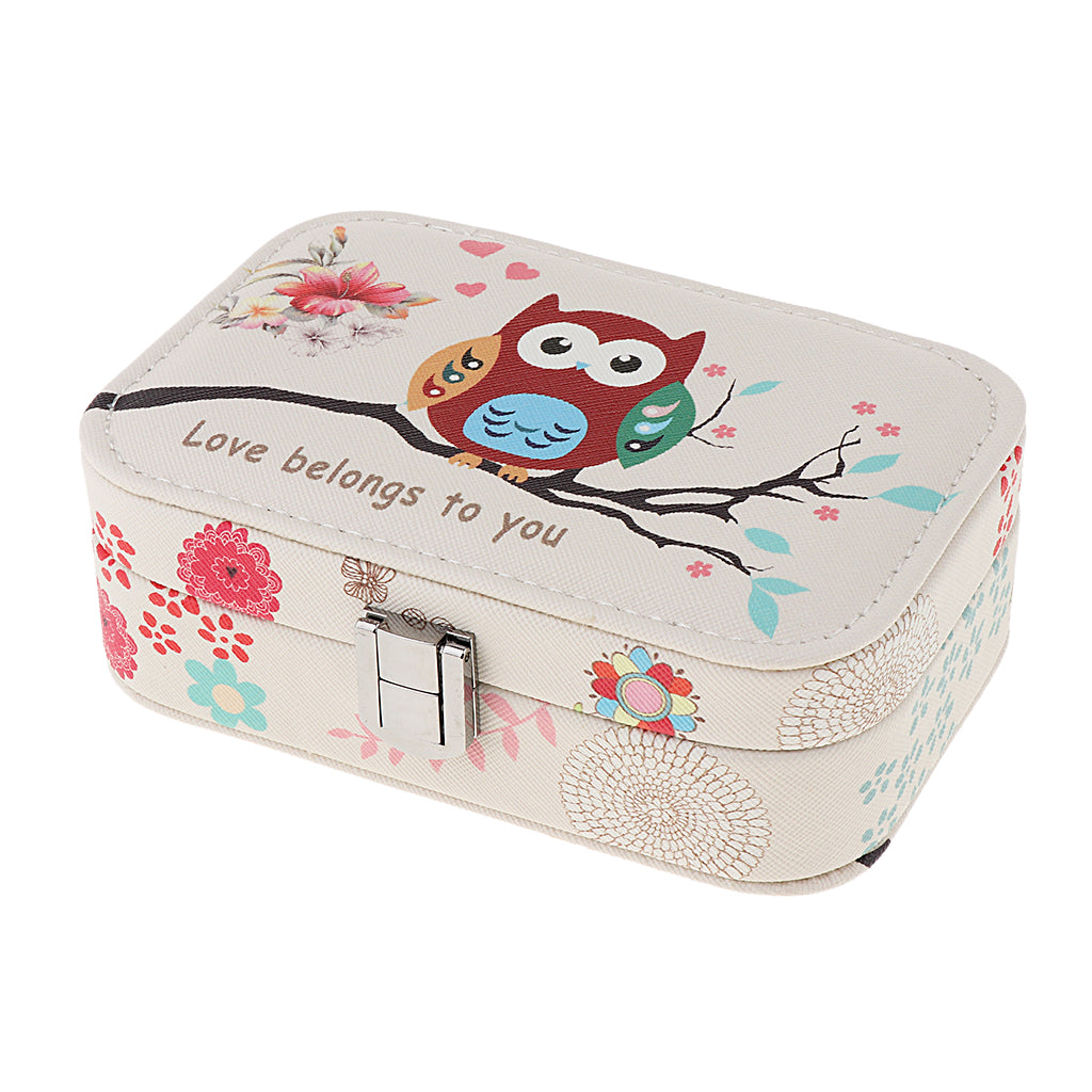 Small PU Leather Travel Jewelry Box Case for Rings Earrings Necklace Style 1