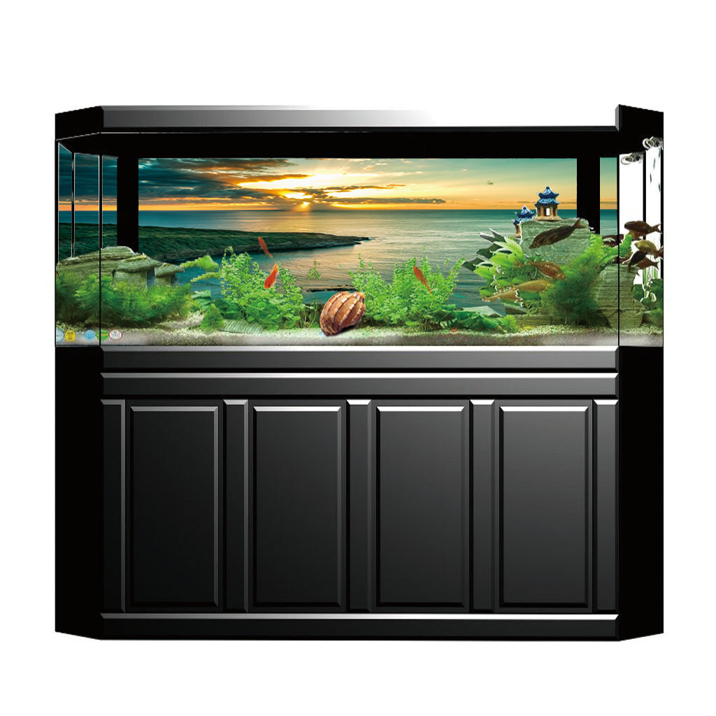 Aquarium Background Fish Tank Backdrop Sunset Wallpaper Sticker 61x41cm