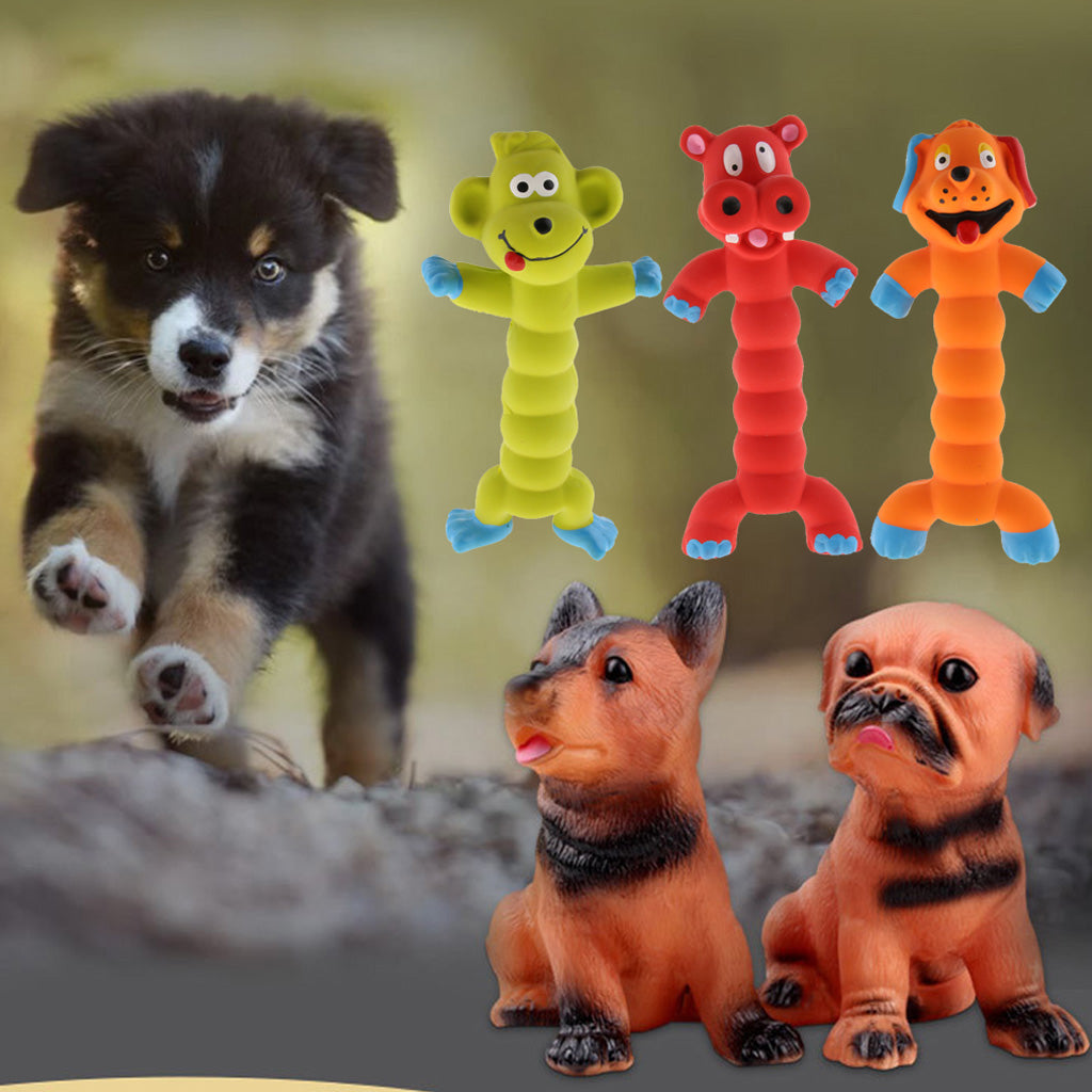 Pet Cat Dog Interative Rubber Squeaky Chew Toy Biting Toy Cute Animals  1