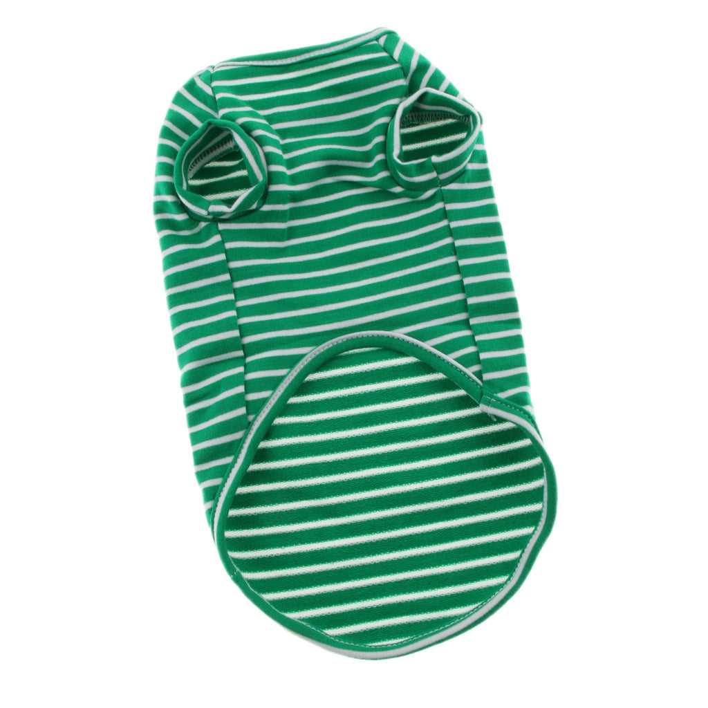 Pet Cat Striped Pajamas Kitten Comfortable Cotton Clothes Shirt Green