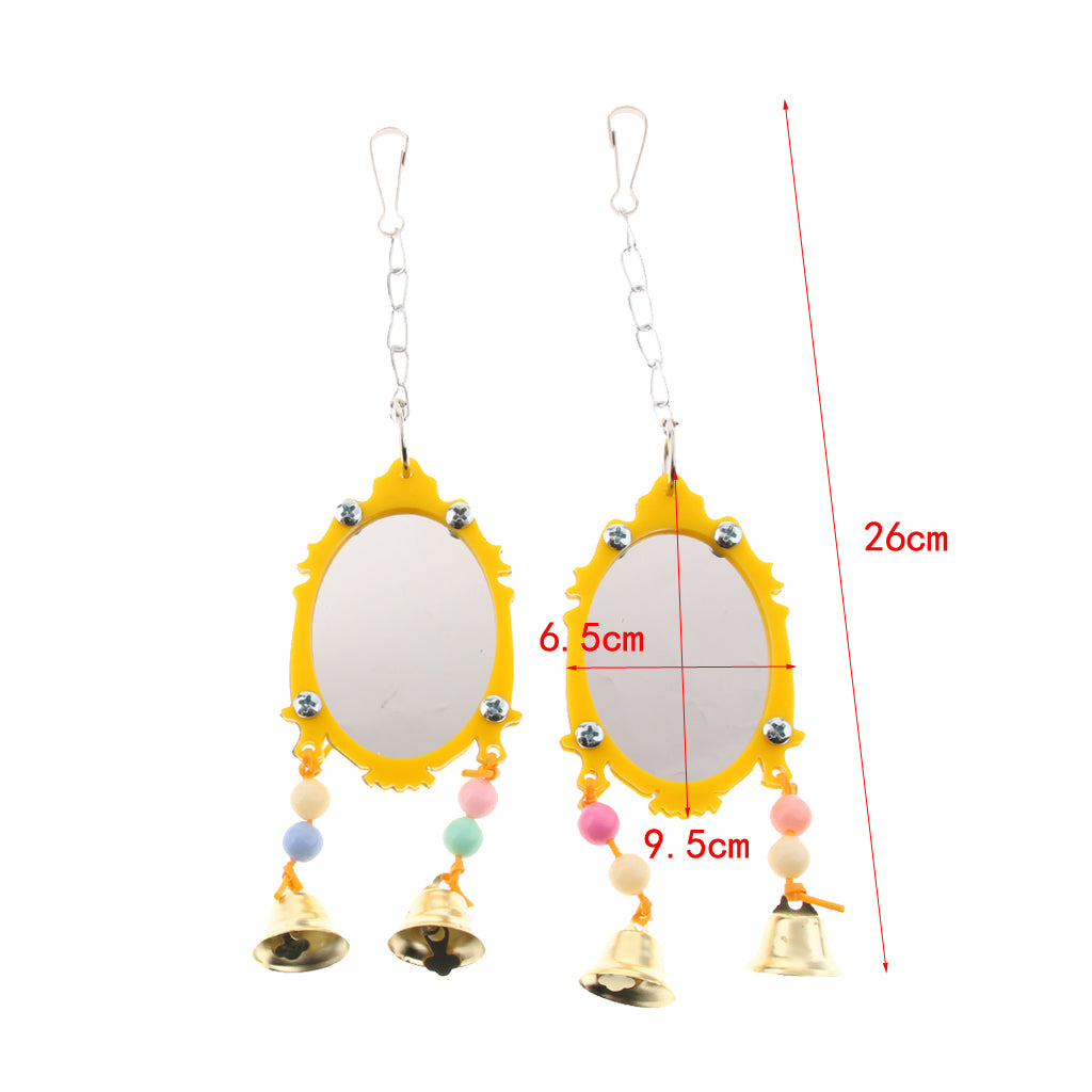 2Pcs / Set Pet Bird Mirror Toy Parrot Mirrors with Bell 1