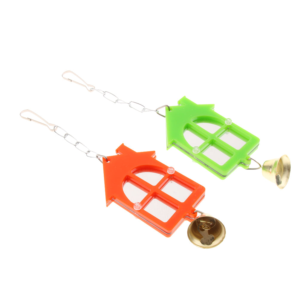 2Pcs / Set Pet Bird Mirror Toy Parrot Mirrors with Bell 2