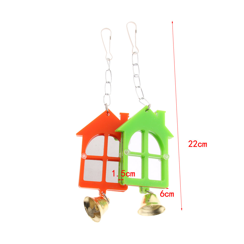 2Pcs / Set Pet Bird Mirror Toy Parrot Mirrors with Bell 2