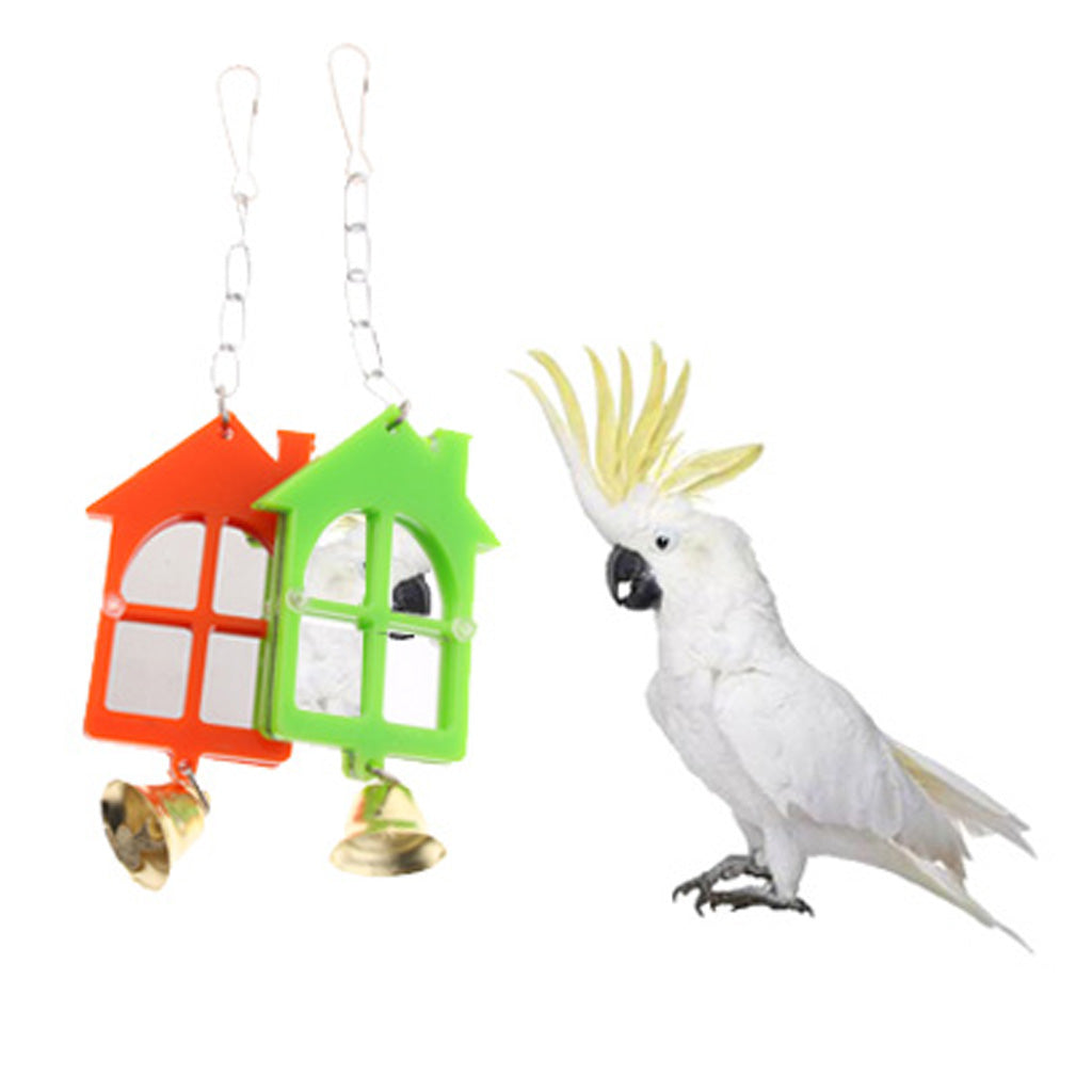 2Pcs / Set Pet Bird Mirror Toy Parrot Mirrors with Bell 2