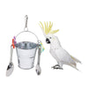 Pet Bird Hanging Feeder Bowl Drinking Cup Parrot Cage Feeder Box Silver