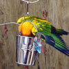 Pet Bird Hanging Feeder Bowl Drinking Cup Parrot Cage Feeder Box Silver