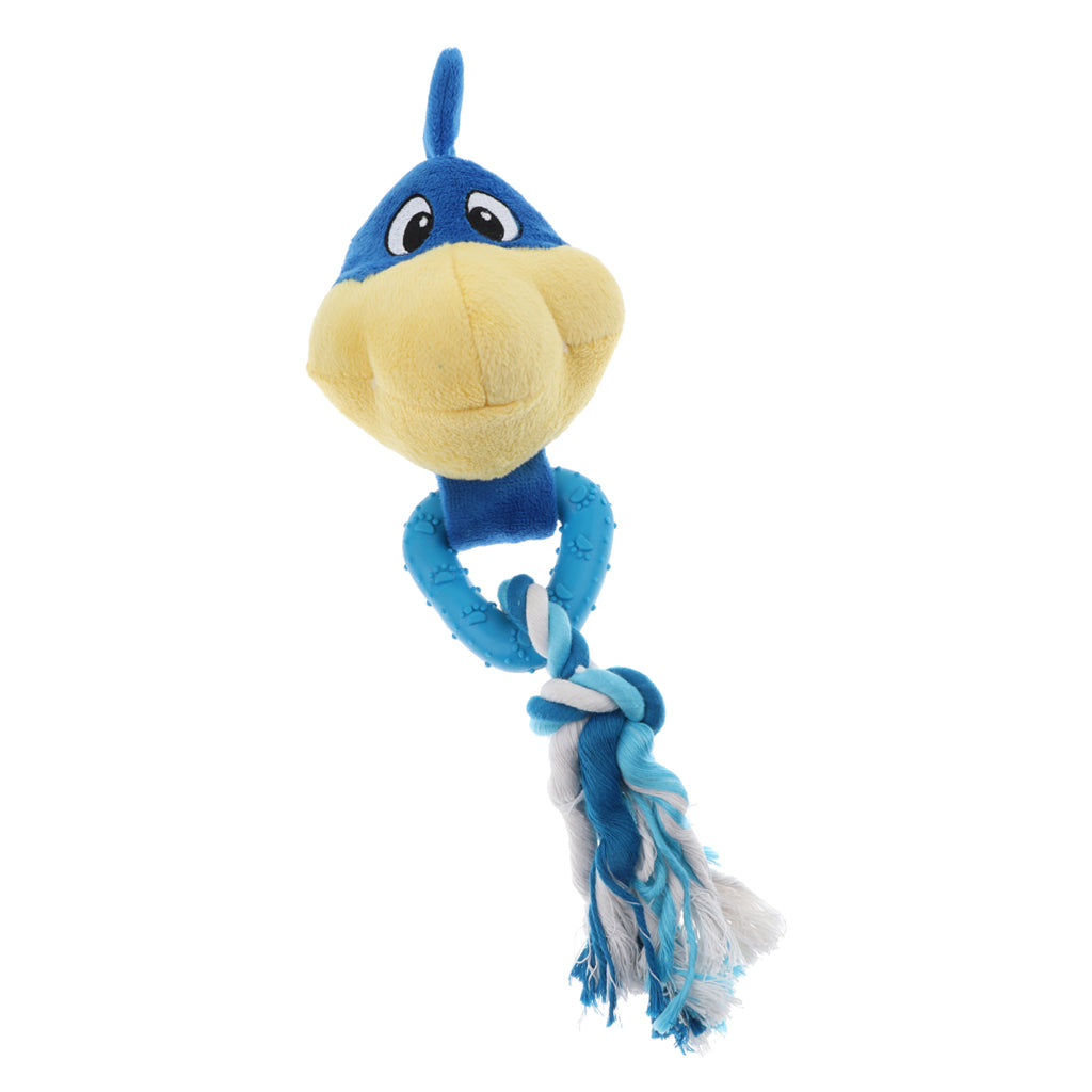 Pet Dog Cat Play Squeaky Sound Vocal Rope Knot Toys  Little Bird Style-Blue