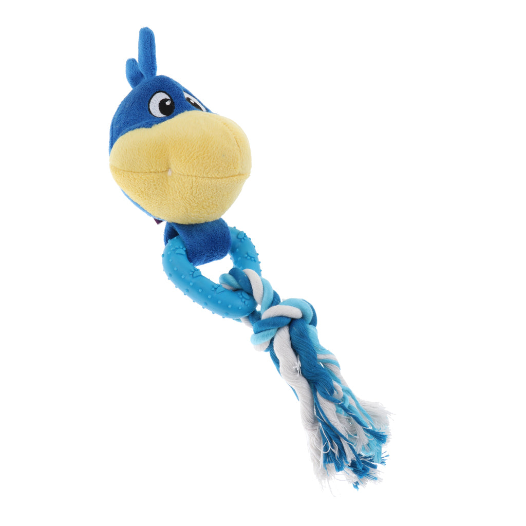 Pet Dog Cat Play Squeaky Sound Vocal Rope Knot Toys  Little Bird Style-Blue