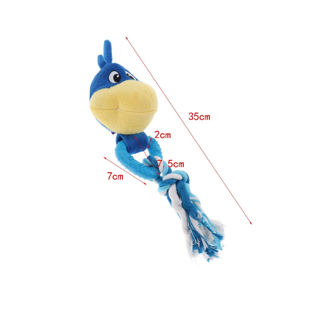 Pet Dog Cat Play Squeaky Sound Vocal Rope Knot Toys  Little Bird Style-Blue