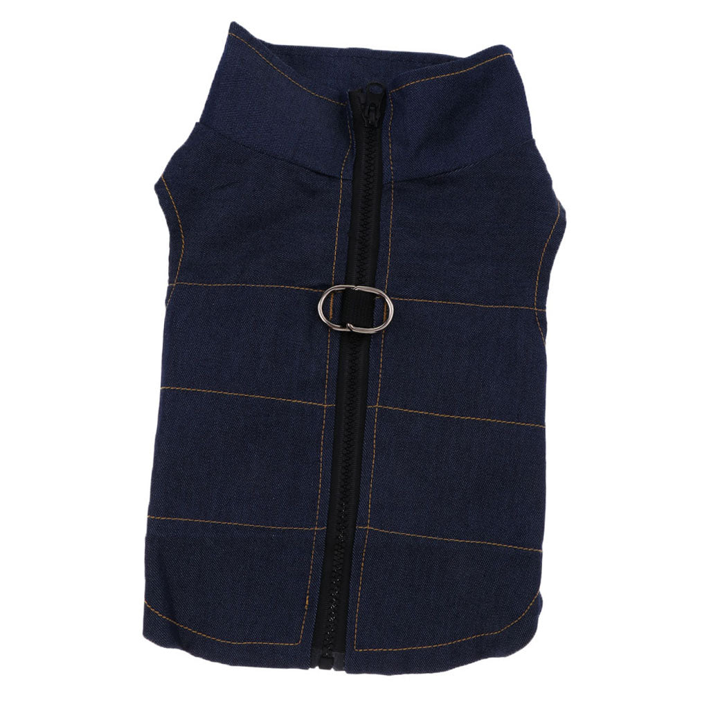 Spring Summer Denim Vest Coat Clothes T Shirt for Pet Dog  Deep Blue-XXL