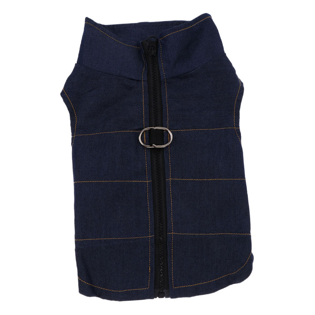 Spring Summer Denim Vest Coat Clothes T Shirt for Pet Dog  Deep Blue-XXL