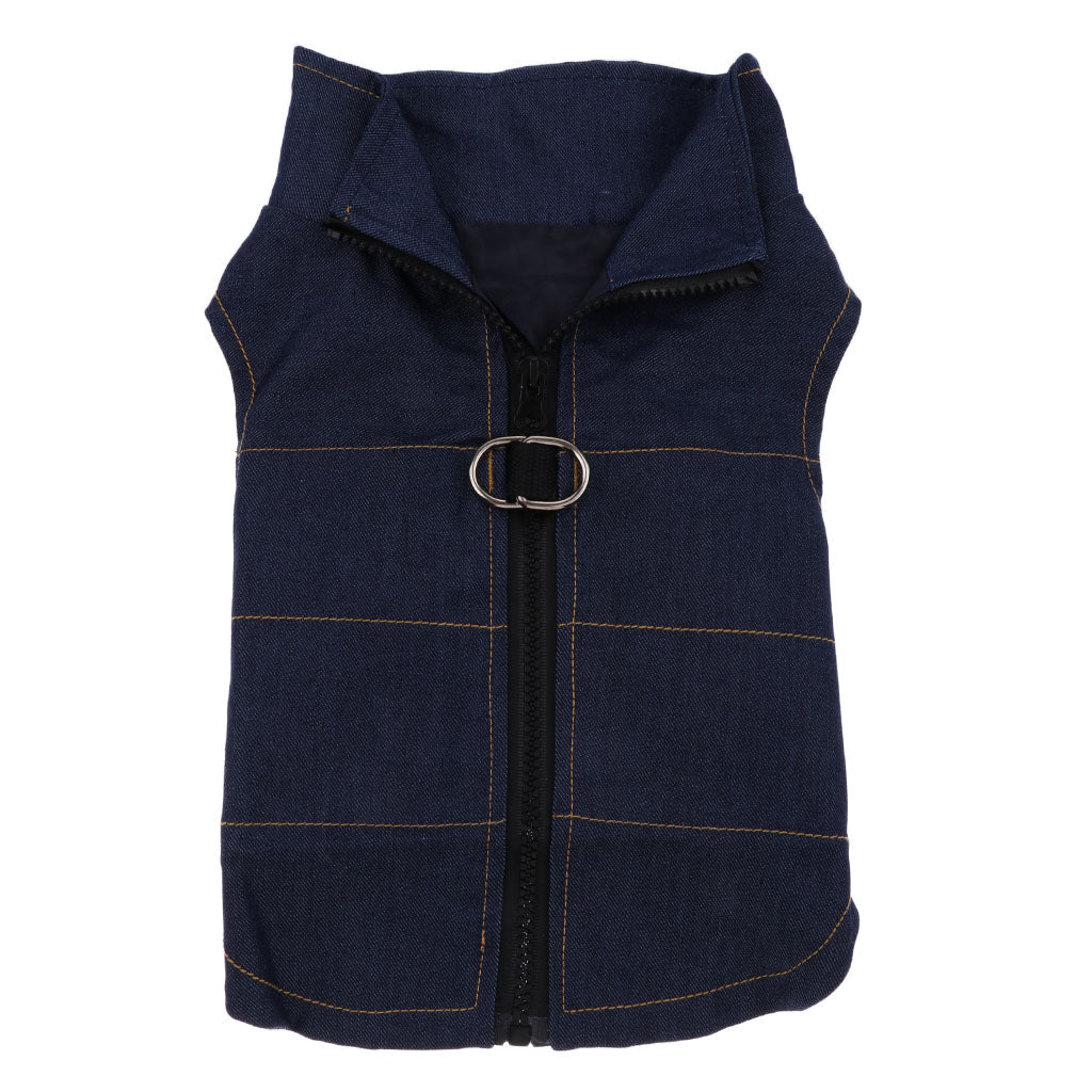 Spring Summer Denim Vest Coat Clothes T Shirt for Pet Dog  Deep Blue-XXL