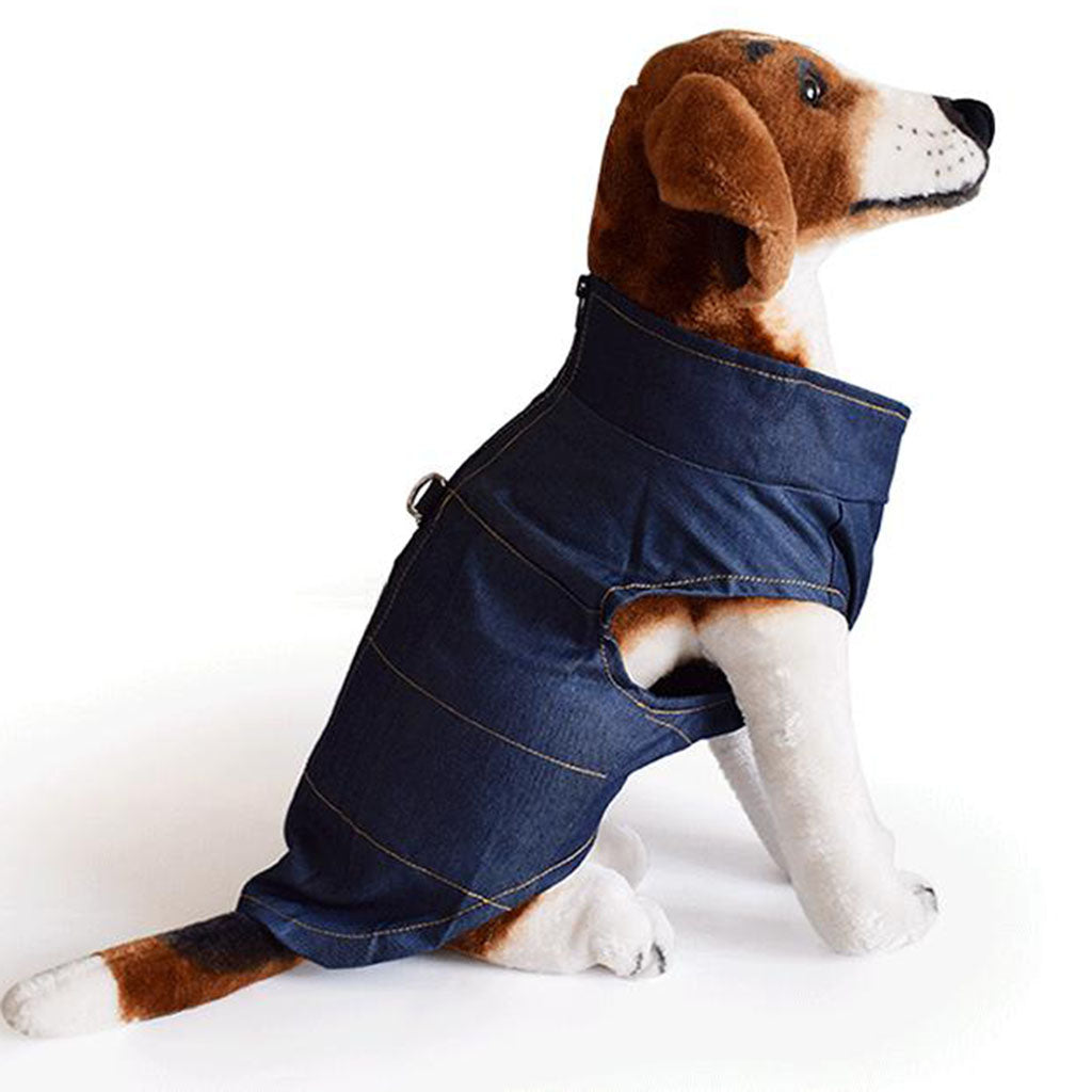 Spring Summer Denim Vest Coat Clothes T Shirt for Pet Dog  Deep Blue-XXL