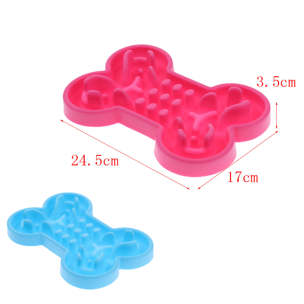 Pet Dog Cat Slow Feeder Anti-Slip Feeding Dish Bowl Anti-Choking Blue S