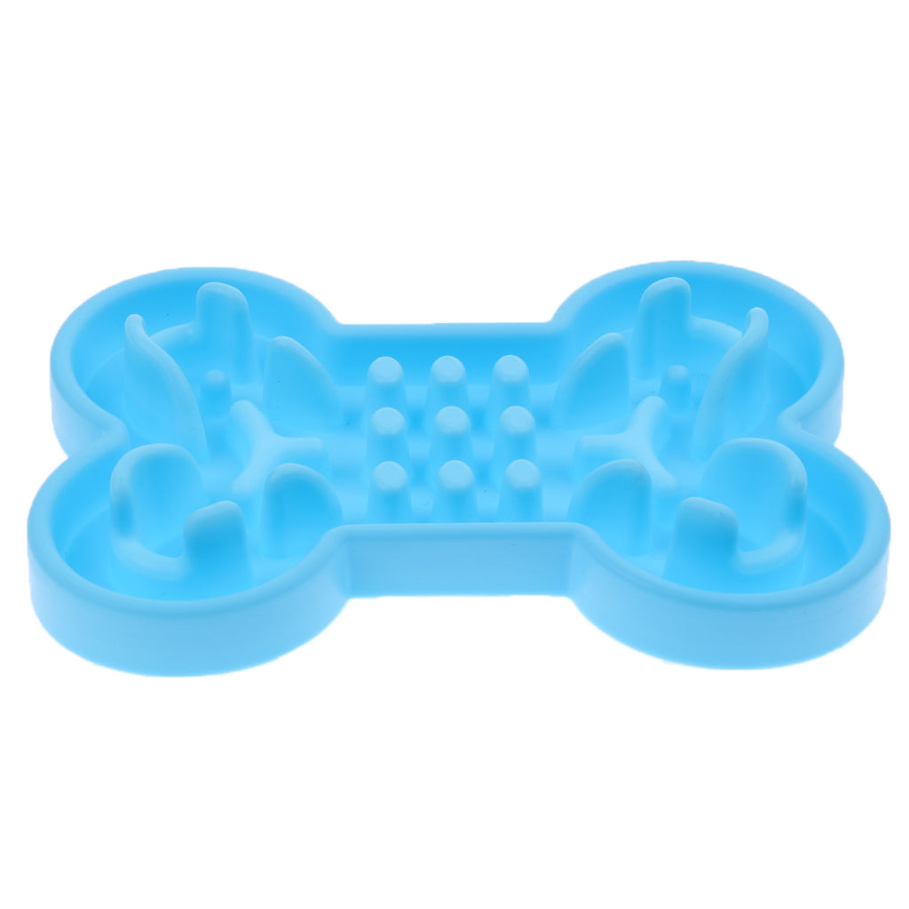 Pet Dog Cat Slow Feeder Anti-Slip Feeding Dish Bowl Anti-Choking Blue S