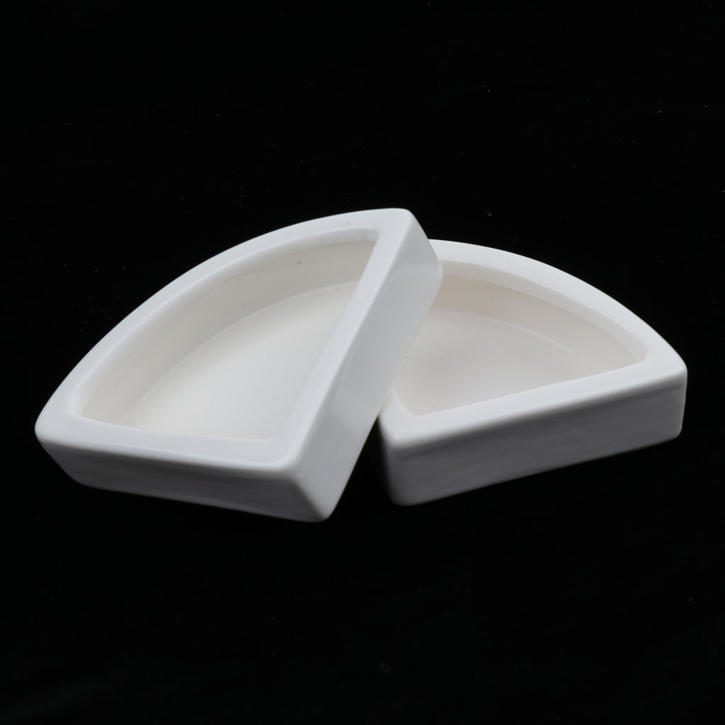 2xReptile Feeder Ceramic Food Bowl Anti-escape Dish For Lizard White Angle M