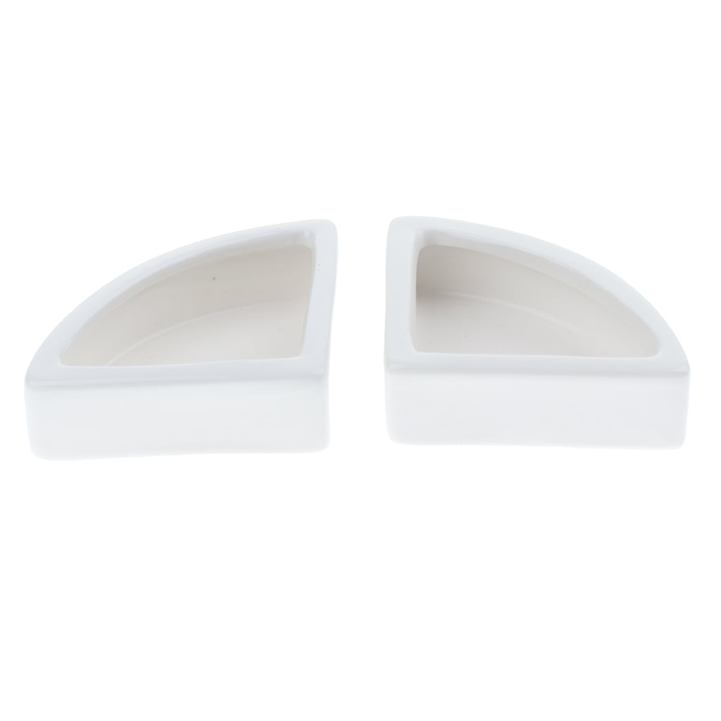 2xReptile Feeder Ceramic Food Bowl Anti-escape Dish For Lizard White Angle M