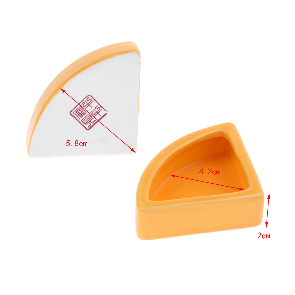 2Pieces Reptiles Feeder Ceramic Food Bowl Anti-escape Dish For Lizard Gecko Orange Angle M