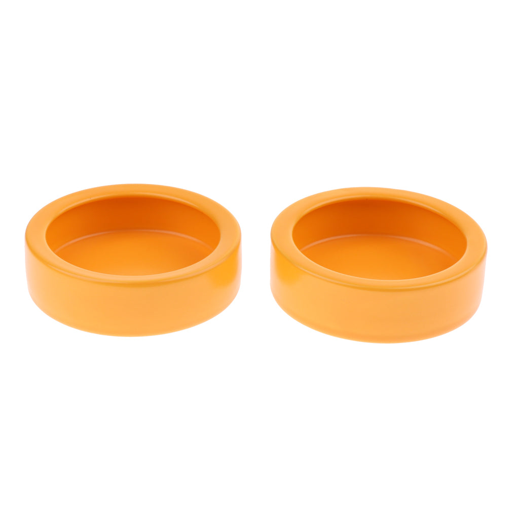 2Pieces Reptiles Feeder Ceramic Food Bowl Anti-escape Dish For Lizard Gecko Orange Round L