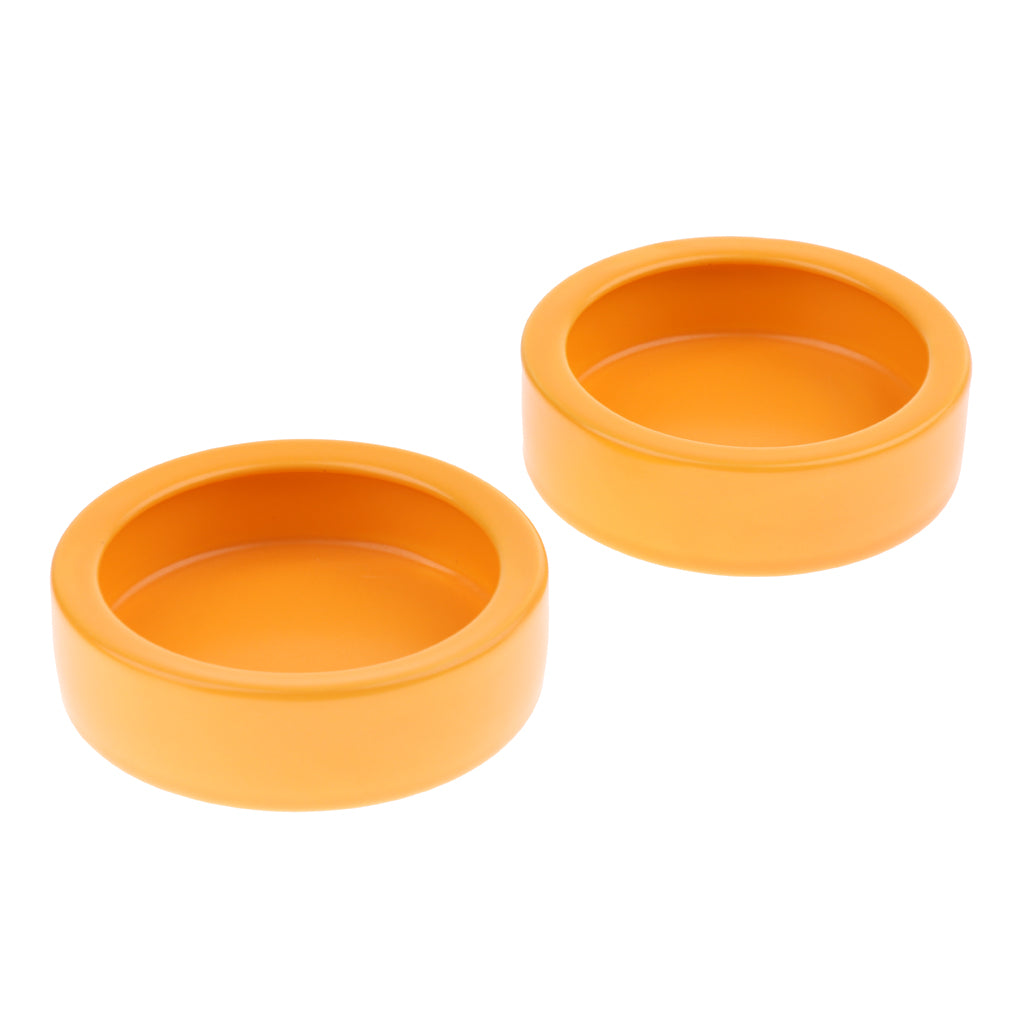 2Pieces Reptiles Feeder Ceramic Food Bowl Anti-escape Dish For Lizard Gecko Orange Round L