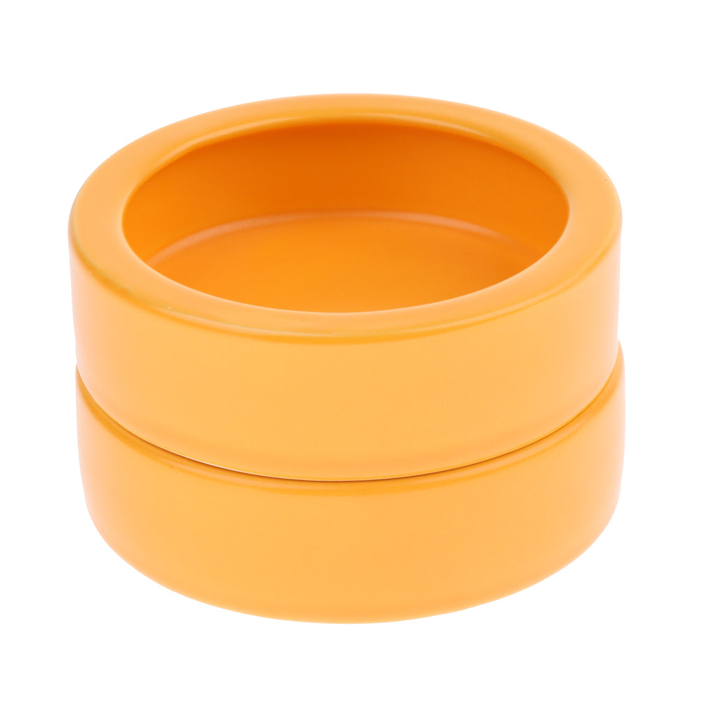 2Pieces Reptiles Feeder Ceramic Food Bowl Anti-escape Dish For Lizard Gecko Orange Round L