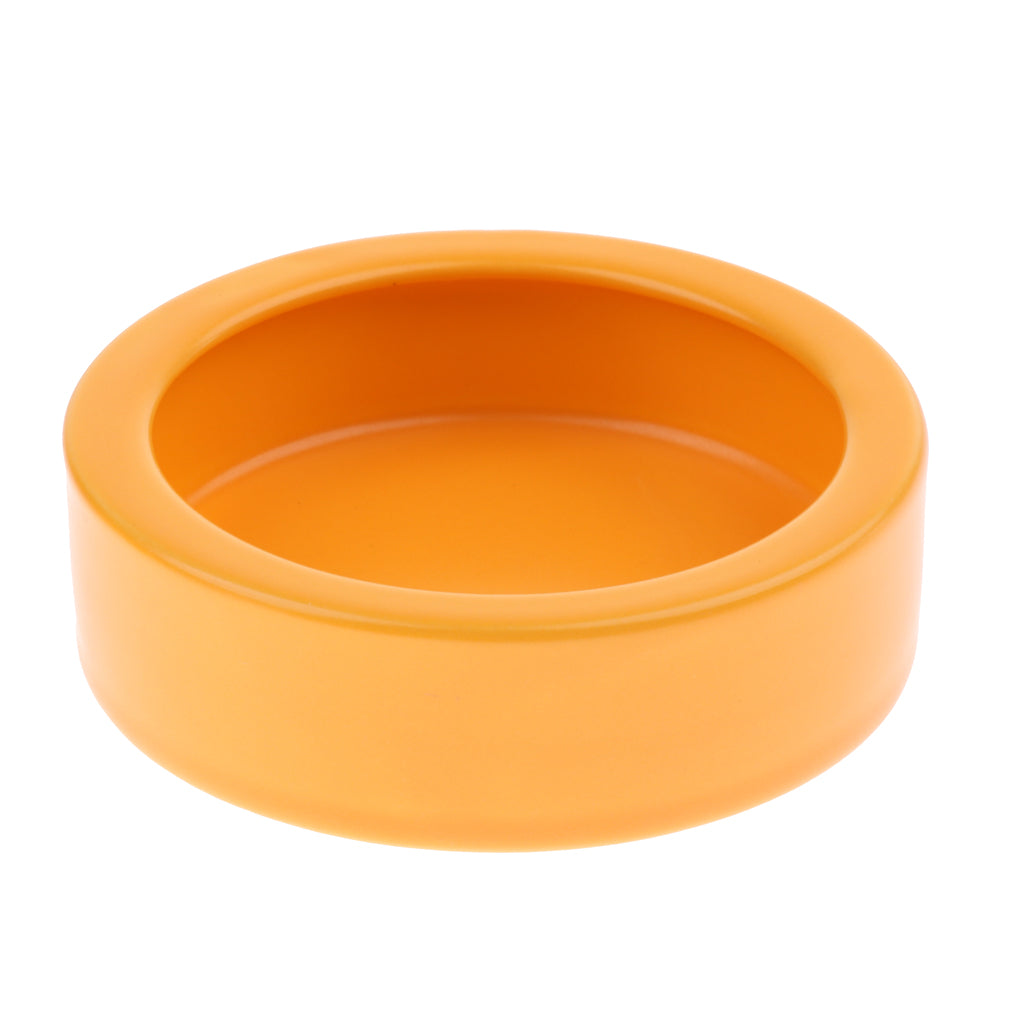 2Pieces Reptiles Feeder Ceramic Food Bowl Anti-escape Dish For Lizard Gecko Orange Round L