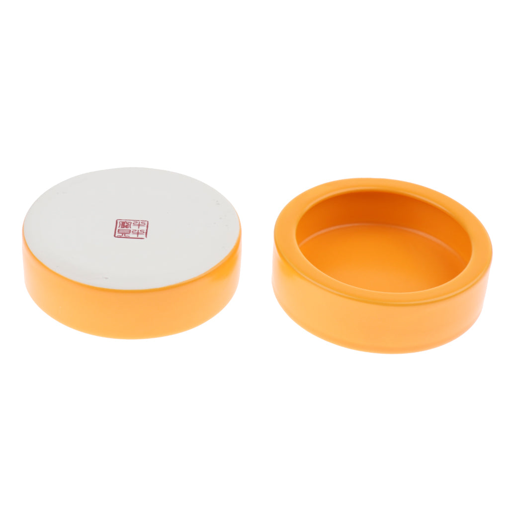 2Pieces Reptiles Feeder Ceramic Food Bowl Anti-escape Dish For Lizard Gecko Orange Round L