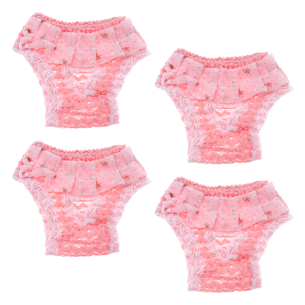 4Pcs Chiffon Female Pet Dog Physiological Pants Underwear Diaper Pink M