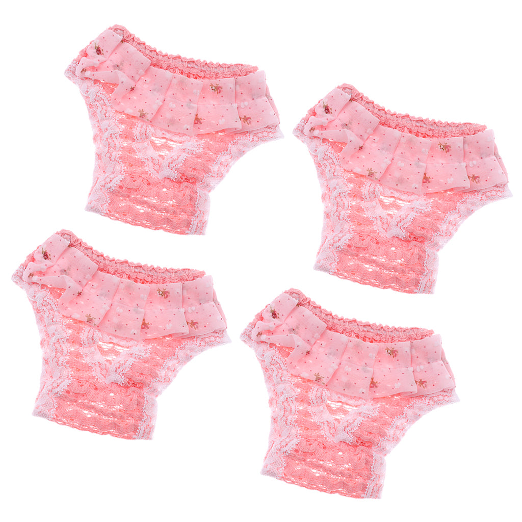 4Pcs Chiffon Female Pet Dog Physiological Pants Underwear Diaper Pink M