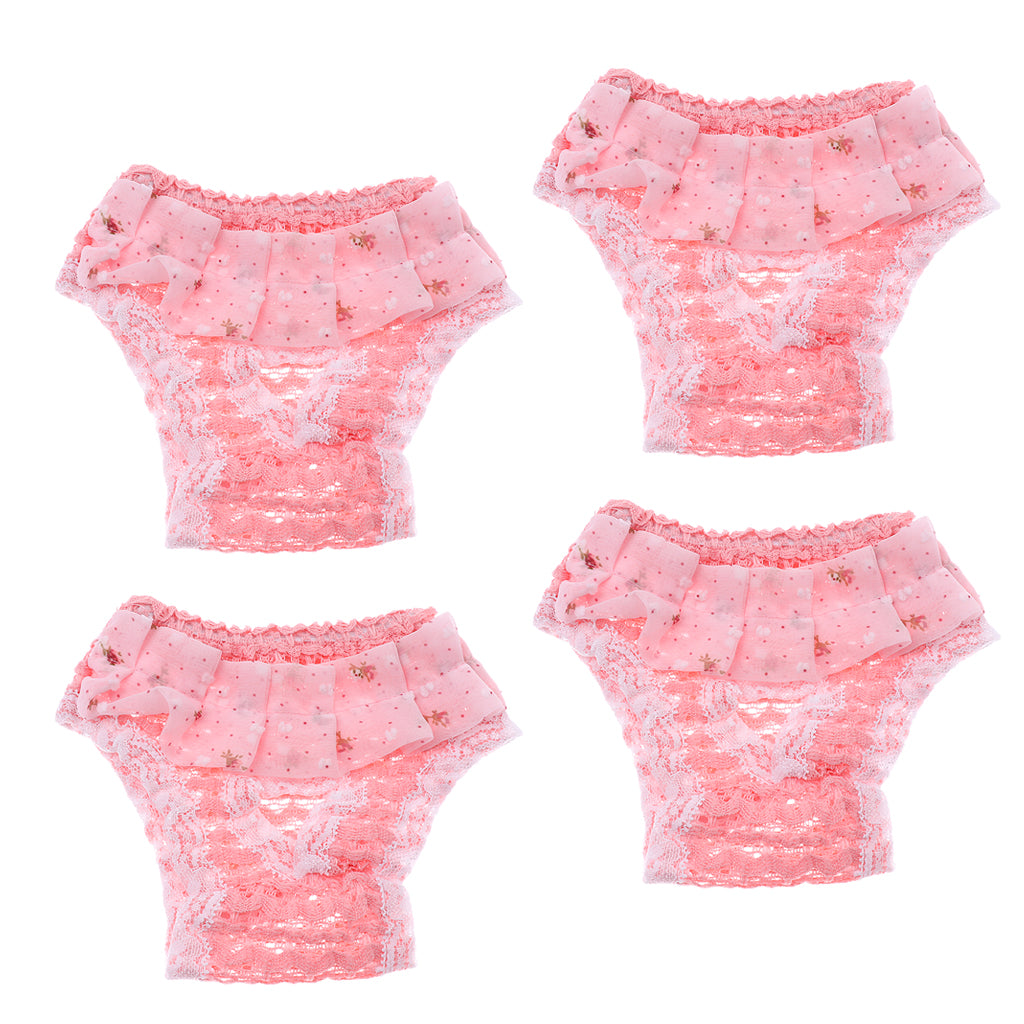 4Pcs Chiffon Female Pet Dog Physiological Pants Underwear Diaper Pink M