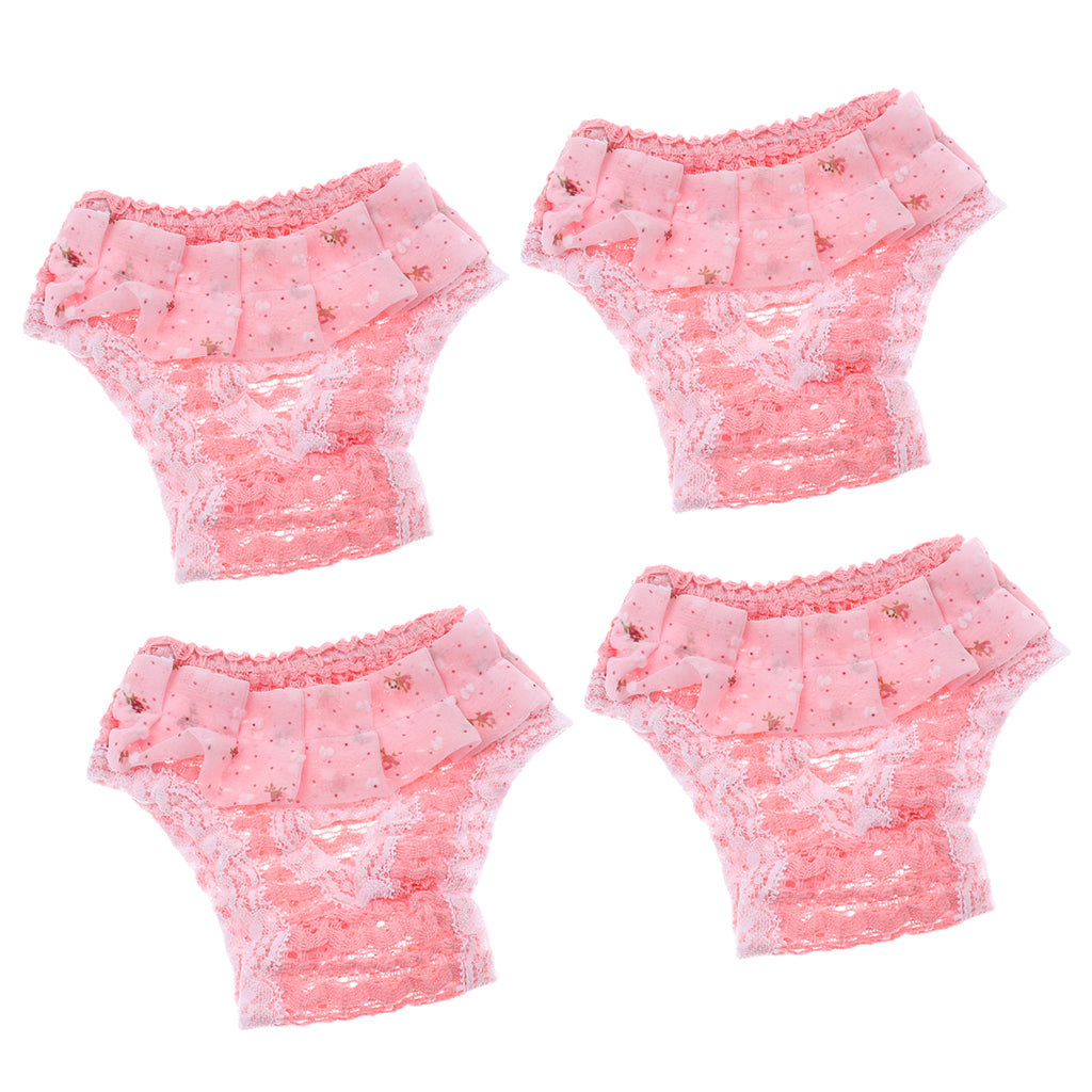 4Pcs Chiffon Female Pet Dog Physiological Pants Underwear Diaper Pink M