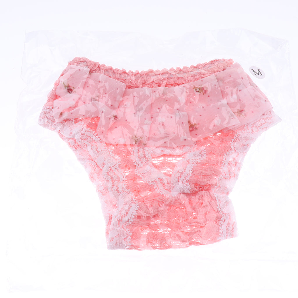 4Pcs Chiffon Female Pet Dog Physiological Pants Underwear Diaper Pink M