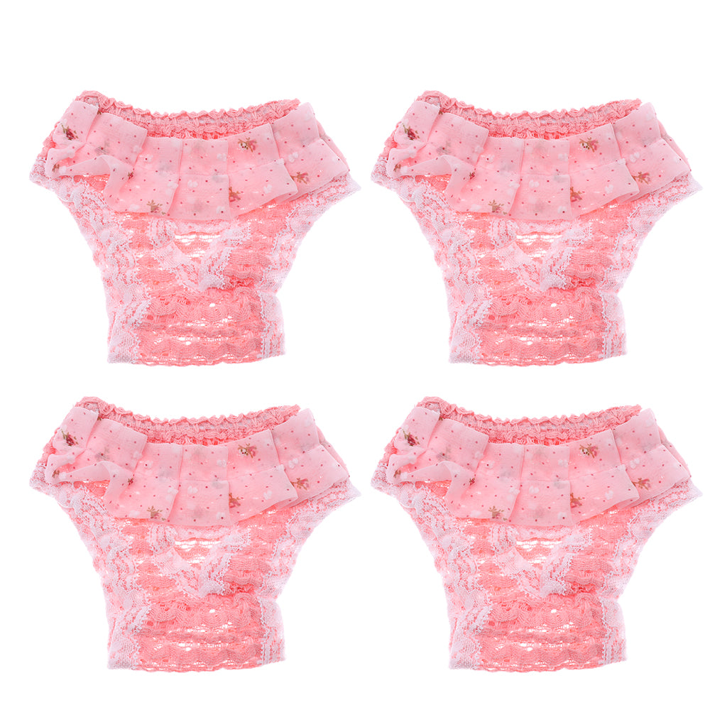 4Pcs Chiffon Female Pet Dog Physiological Pants Underwear Diaper Pink M