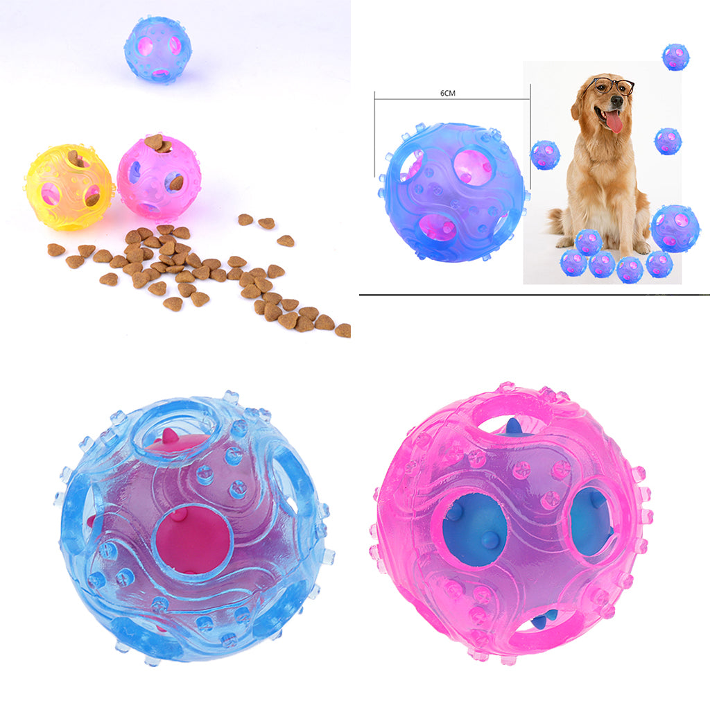 Interactive Dog IQ Treat Food Dispensing Toys Durable Chewing Ball Rose Red