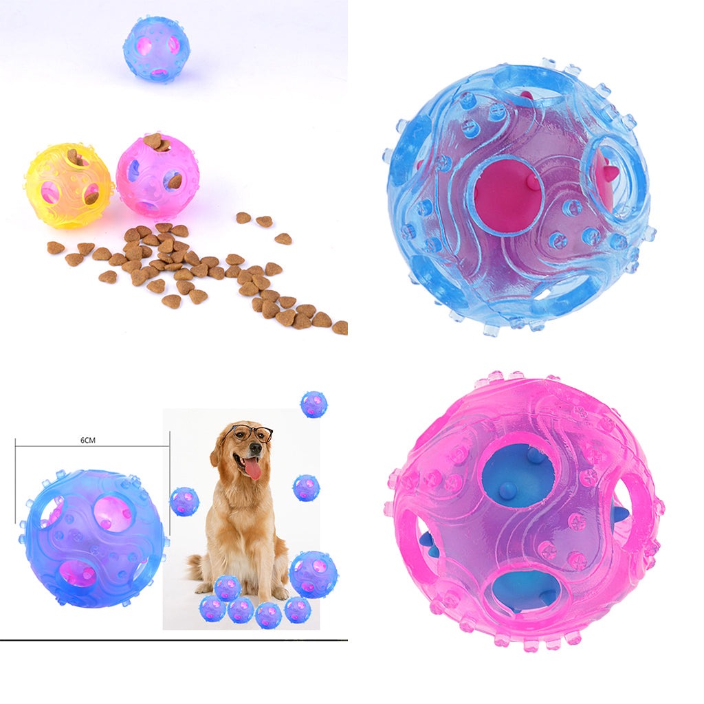 Interactive Dog IQ Treat Food Dispensing Toys Durable Chewing Ball Rose Red