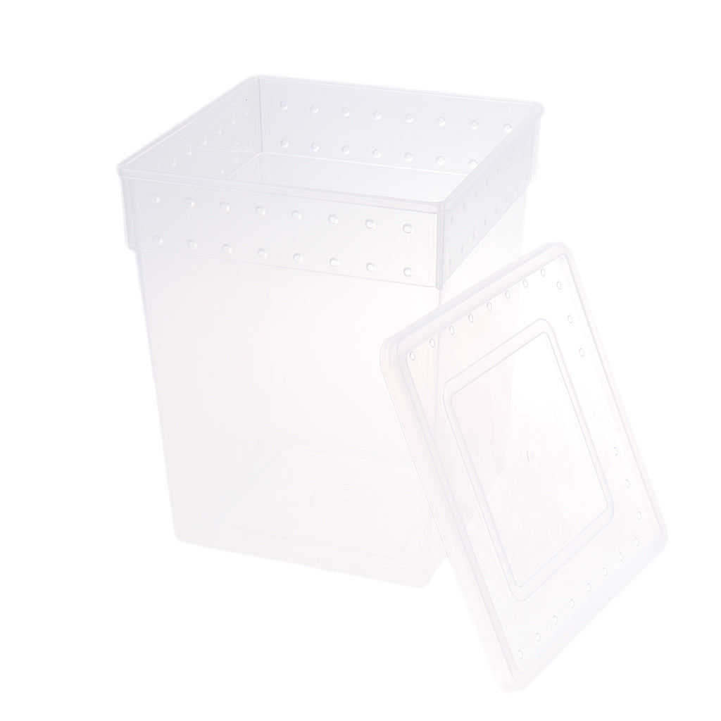 Reptile Feeding Box Transparent Cage Hatching Container for Lizard Frog White