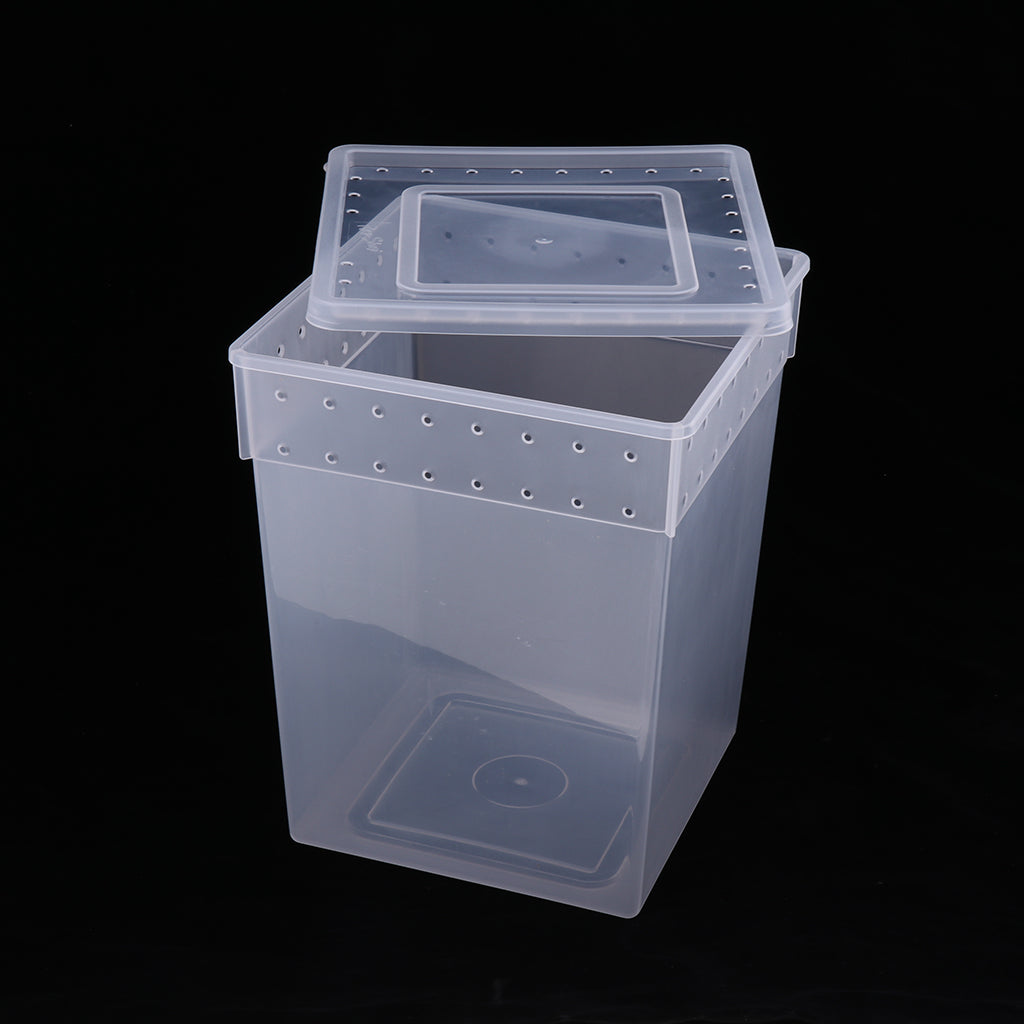 Reptile Feeding Box Transparent Cage Hatching Container for Lizard Frog White