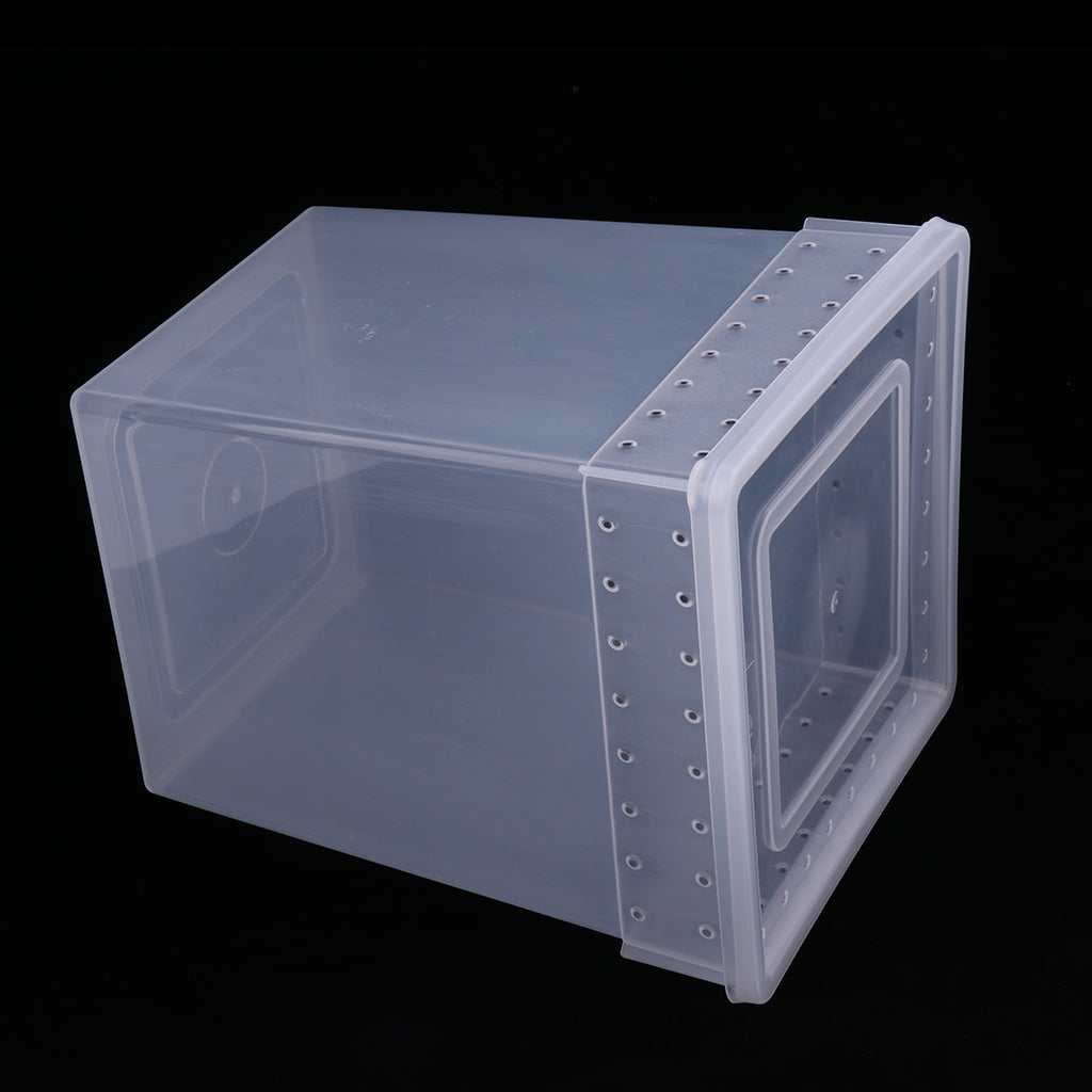 Reptile Feeding Box Transparent Cage Hatching Container for Lizard Frog White