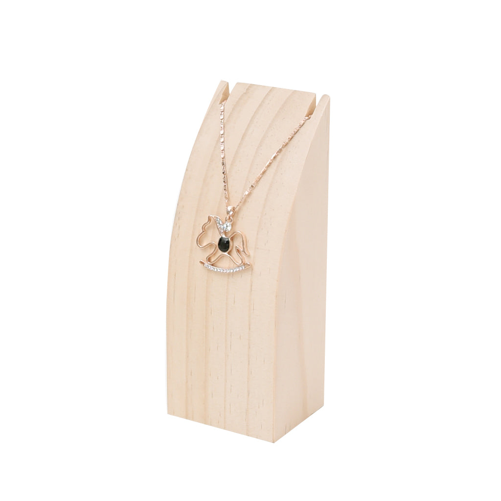 Natural Wood Necklace Chain Display Stand Organizer Holder Rack 15.2x6x5cm