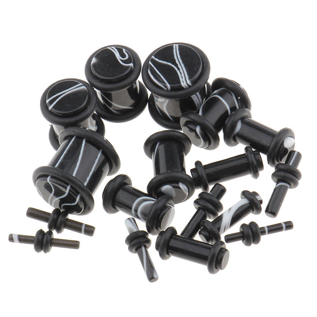 32 Pieces Ear Gauges Stretching Kit Acrylic Plug Taper 14G-0G Expander Black