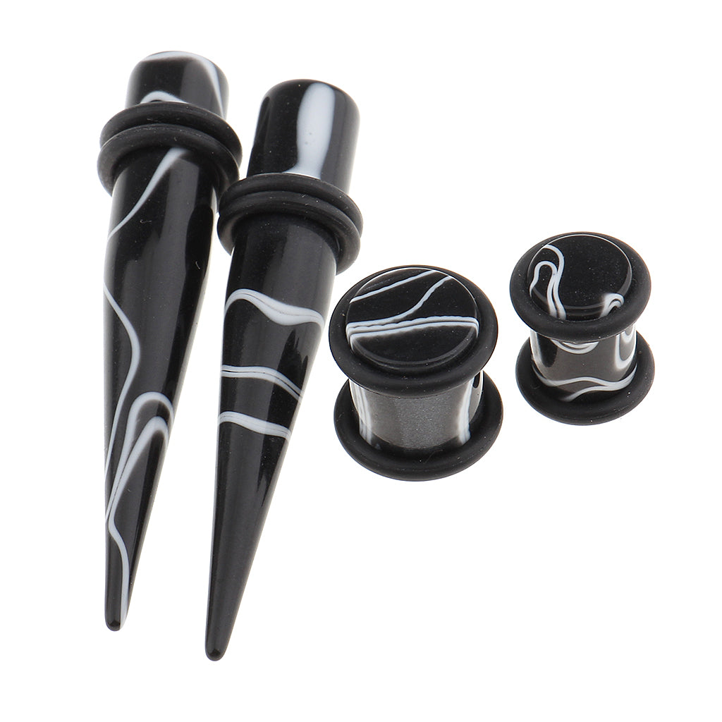 32 Pieces Ear Gauges Stretching Kit Acrylic Plug Taper 14G-0G Expander Black